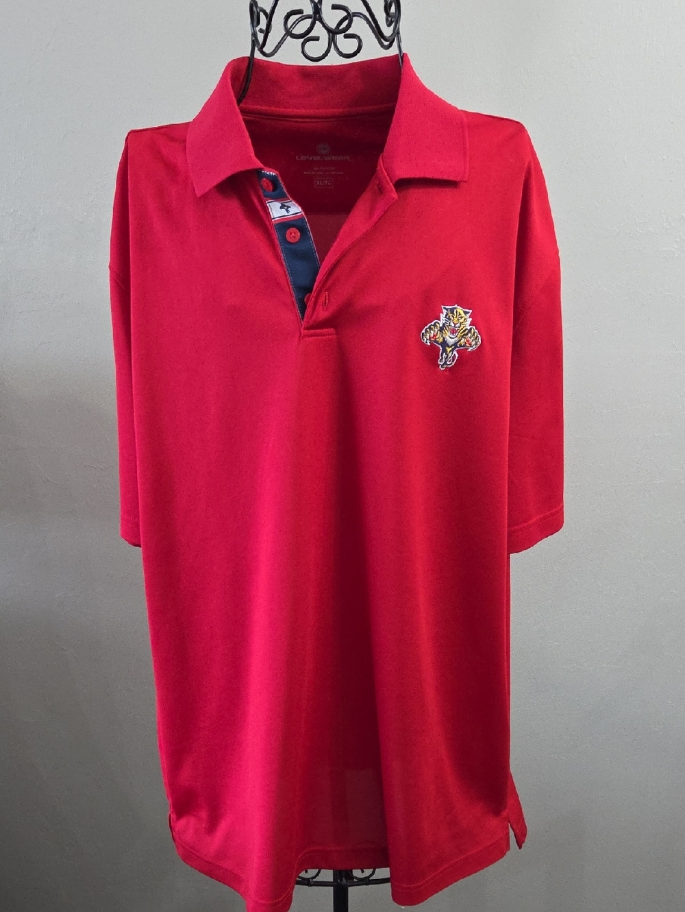 Men's Red Polo with Embroidered Panther Accent